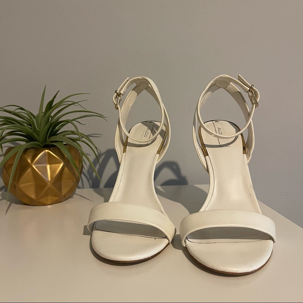 Aldo White Sandal Heels